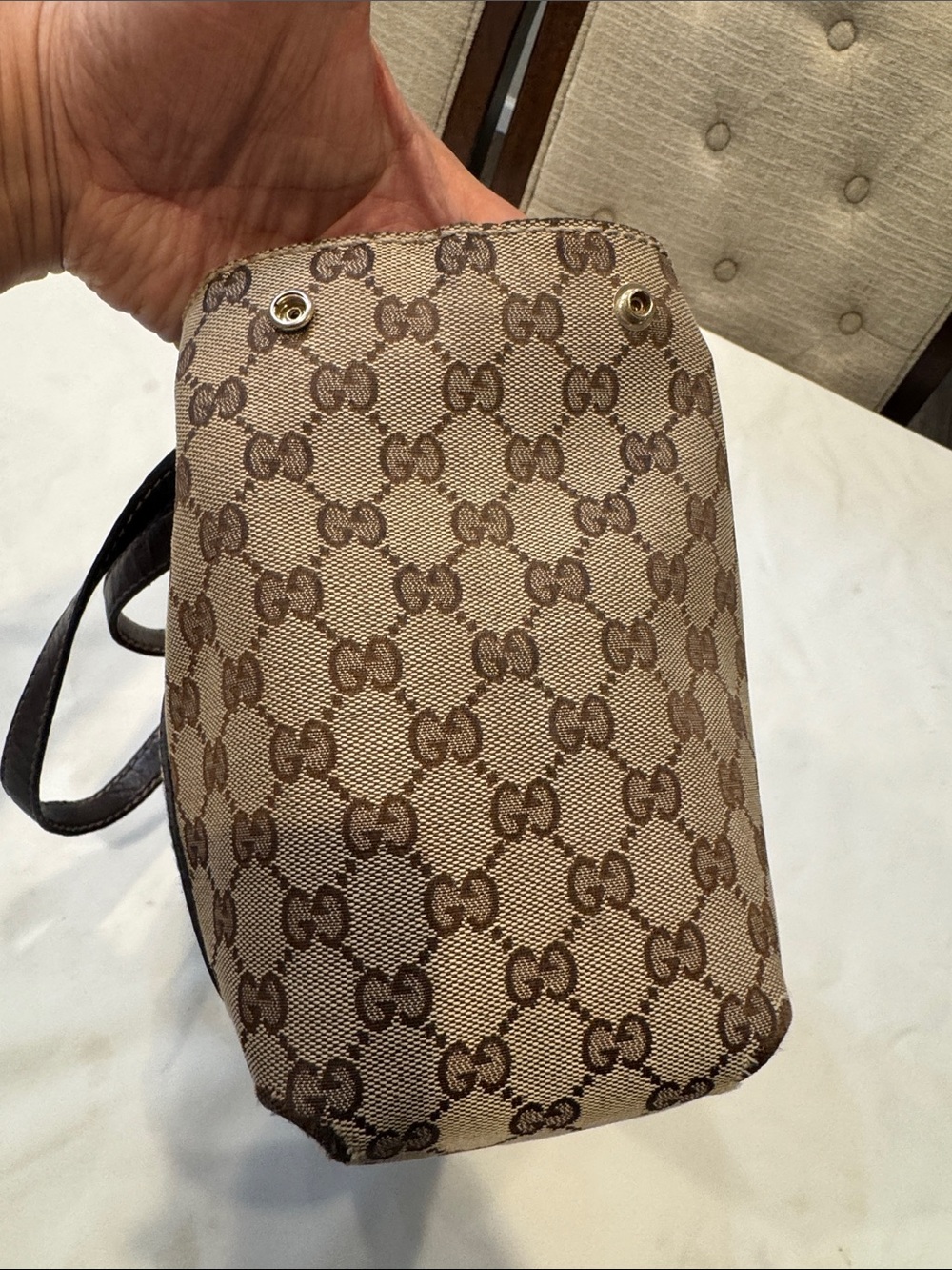 Authentic Gucci Brown GG Canvas Shoulder Bag with Green-Red Web - Picture 7 of 13